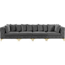  Manufacturer Color_Grey -- Tremblay 139" Grey Velvet Upholstered 4 pc Modular Sofa IMAGE 5