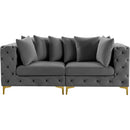  Manufacturer Color_Grey -- Tremblay 79" Grey Velvet Upholstered 2 pc Modular Loveseat IMAGE 5
