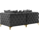  Manufacturer Color_Grey -- Tremblay 79" Grey Velvet Upholstered 2 pc Modular Loveseat IMAGE 9