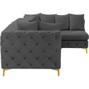  Manufacturer Color_Grey -- Tremblay 109" Grey Velvet Upholstered 4 pc Modular Sectional IMAGE 11