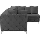  Manufacturer Color_Grey -- Tremblay 109" Grey Velvet Upholstered 4 pc Modular Sectional IMAGE 12