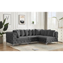  Manufacturer Color_Grey -- Tremblay 109" Grey Velvet Upholstered 4 pc Modular Sectional IMAGE 4