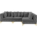  Manufacturer Color_Grey -- Tremblay 109" Grey Velvet Upholstered 4 pc Modular Sectional IMAGE 5