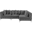  Manufacturer Color_Grey -- Tremblay 109" Grey Velvet Upholstered 4 pc Modular Sectional IMAGE 6
