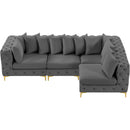  Manufacturer Color_Grey -- Tremblay 109" Grey Velvet Upholstered 4 pc Modular Sectional IMAGE 7
