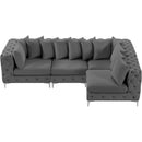  Manufacturer Color_Grey -- Tremblay 109" Grey Velvet Upholstered 4 pc Modular Sectional IMAGE 8