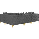  Manufacturer Color_Grey -- Tremblay 109" Grey Velvet Upholstered 4 pc Modular Sectional IMAGE 9
