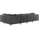  Manufacturer Color_Grey -- Tremblay 139" Grey Velvet Upholstered 5 pc Modular Sectional IMAGE 10