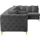  Manufacturer Color_Grey -- Tremblay 139" Grey Velvet Upholstered 5 pc Modular Sectional IMAGE 11