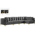  Manufacturer Color_Grey -- Tremblay 139" Grey Velvet Upholstered 5 pc Modular Sectional IMAGE 1