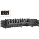  Manufacturer Color_Grey -- Tremblay 139" Grey Velvet Upholstered 5 pc Modular Sectional IMAGE 2