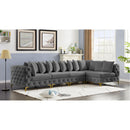 Manufacturer Color_Grey -- Tremblay 139" Grey Velvet Upholstered 5 pc Modular Sectional IMAGE 3
