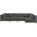  Manufacturer Color_Grey -- Tremblay 139" Grey Velvet Upholstered 5 pc Modular Sectional IMAGE 5