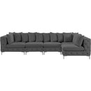  Manufacturer Color_Grey -- Tremblay 139" Grey Velvet Upholstered 5 pc Modular Sectional IMAGE 6