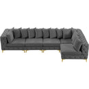  Manufacturer Color_Grey -- Tremblay 139" Grey Velvet Upholstered 5 pc Modular Sectional IMAGE 7