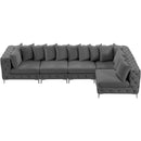  Manufacturer Color_Grey -- Tremblay 139" Grey Velvet Upholstered 5 pc Modular Sectional IMAGE 8
