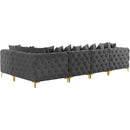  Manufacturer Color_Grey -- Tremblay 139" Grey Velvet Upholstered 5 pc Modular Sectional IMAGE 9