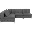  Manufacturer Color_Grey -- Tremblay 99" Grey Velvet Upholstered 5 pc Modular Sectional IMAGE 10