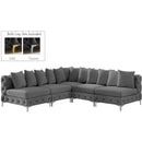  Manufacturer Color_Grey -- Tremblay 99" Grey Velvet Upholstered 5 pc Modular Sectional IMAGE 2