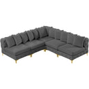  Manufacturer Color_Grey -- Tremblay 99" Grey Velvet Upholstered 5 pc Modular Sectional IMAGE 5