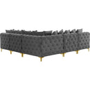  Manufacturer Color_Grey -- Tremblay 99" Grey Velvet Upholstered 5 pc Modular Sectional IMAGE 7