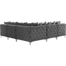  Manufacturer Color_Grey -- Tremblay 99" Grey Velvet Upholstered 5 pc Modular Sectional IMAGE 8