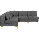  Manufacturer Color_Grey -- Tremblay 99" Grey Velvet Upholstered 5 pc Modular Sectional IMAGE 9