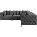  Manufacturer Color_Grey -- Tremblay 109" Grey Velvet Upholstered 5 pc Modular Sectional IMAGE 10