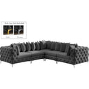 Manufacturer Color_Grey -- Tremblay 109" Grey Velvet Upholstered 5 pc Modular Sectional IMAGE 2