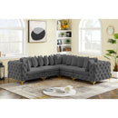  Manufacturer Color_Grey -- Tremblay 109" Grey Velvet Upholstered 5 pc Modular Sectional IMAGE 3