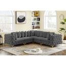 Meridian Tremblay Grey Velvet Modular Sectional IMAGE 3