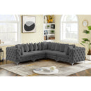  Manufacturer Color_Grey -- Tremblay 109" Grey Velvet Upholstered 5 pc Modular Sectional IMAGE 4