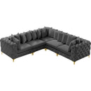  Manufacturer Color_Grey -- Tremblay 109" Grey Velvet Upholstered 5 pc Modular Sectional IMAGE 5