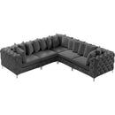  Manufacturer Color_Grey -- Tremblay 109" Grey Velvet Upholstered 5 pc Modular Sectional IMAGE 6