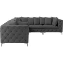  Manufacturer Color_Grey -- Tremblay 139" Grey Velvet Upholstered 6 pc Modular Sectional IMAGE 10
