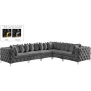  Manufacturer Color_Grey -- Tremblay 139" Grey Velvet Upholstered 6 pc Modular Sectional IMAGE 2