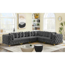  Manufacturer Color_Grey -- Tremblay 139" Grey Velvet Upholstered 6 pc Modular Sectional IMAGE 3
