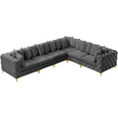  Manufacturer Color_Grey -- Tremblay 139" Grey Velvet Upholstered 6 pc Modular Sectional IMAGE 5