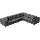 Meridian Tremblay Grey Velvet Modular Sectional IMAGE 5
