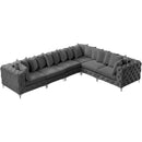  Manufacturer Color_Grey -- Tremblay 139" Grey Velvet Upholstered 6 pc Modular Sectional IMAGE 6