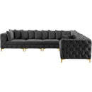  Manufacturer Color_Grey -- Tremblay 139" Grey Velvet Upholstered 6 pc Modular Sectional IMAGE 7