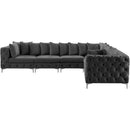  Manufacturer Color_Grey -- Tremblay 139" Grey Velvet Upholstered 6 pc Modular Sectional IMAGE 8