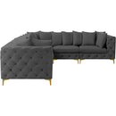  Manufacturer Color_Grey -- Tremblay 139" Grey Velvet Upholstered 6 pc Modular Sectional IMAGE 9