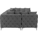  Manufacturer Color_Grey -- Tremblay 139" Grey Velvet Upholstered 6 pc Modular Sectional IMAGE 10