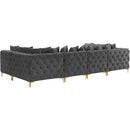 Meridian Tremblay Grey Velvet Modular Sectional IMAGE 11