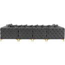  Manufacturer Color_Grey -- Tremblay 139" Grey Velvet Upholstered 6 pc Modular Sectional IMAGE 13