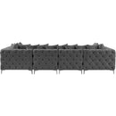  Manufacturer Color_Grey -- Tremblay 139" Grey Velvet Upholstered 6 pc Modular Sectional IMAGE 14