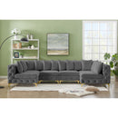  Manufacturer Color_Grey -- Tremblay 139" Grey Velvet Upholstered 6 pc Modular Sectional IMAGE 3
