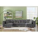  Manufacturer Color_Grey -- Tremblay 139" Grey Velvet Upholstered 6 pc Modular Sectional IMAGE 4