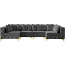  Manufacturer Color_Grey -- Tremblay 139" Grey Velvet Upholstered 6 pc Modular Sectional IMAGE 5